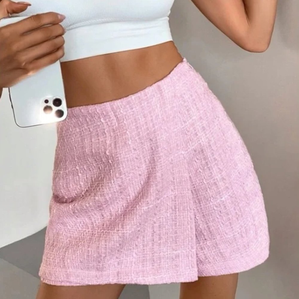 pink tweed skirt/skort
